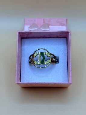 Gold-Tone Stainless Steel Trendy Ring With Rhinestone Accents